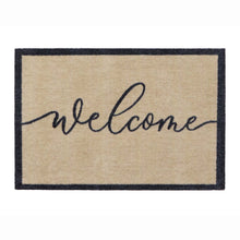 Load image into Gallery viewer, My Welcome Linear- 100% nylon doormat featuring the word 'welcome' against a cream background.