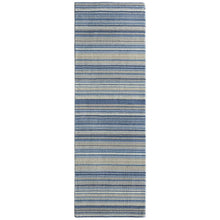 Load image into Gallery viewer, Fine Stripes Blue/Beige Runner - Rug Guru