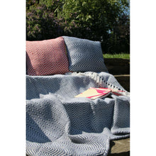 Load image into Gallery viewer, Hug Rug Woven Herringbone Throw Denim Blue