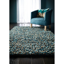 Load image into Gallery viewer, Rocks Shaggy Blue Rug - Rug Guru