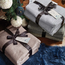 Load image into Gallery viewer, Luxury Wool Throw - Mushroom and Sandstone