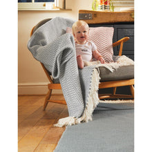 Load image into Gallery viewer, Hug Rug Woven Herringbone Throw Sky Grey