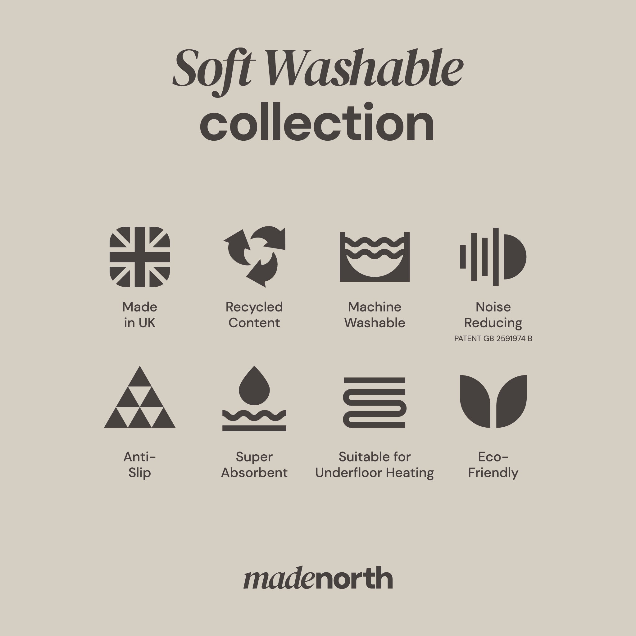 MadeNorth Soft Clove Brown Washable Doormat