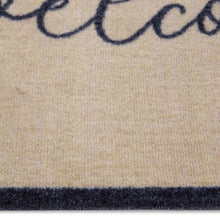 Load image into Gallery viewer, My Welcome Linear- 100% nylon doormat featuring the word 'welcome' against a cream background.
