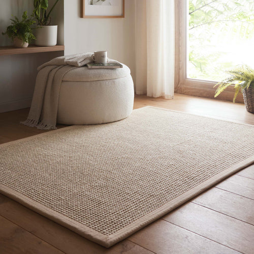 Origins Sisal Boucle with Beige Border- a wool rug featuring a natural border.  