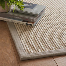 Load image into Gallery viewer, Origins Sisal Boucle with Soft Grey Border- a wool blend rug featuring a soft grey border. 
