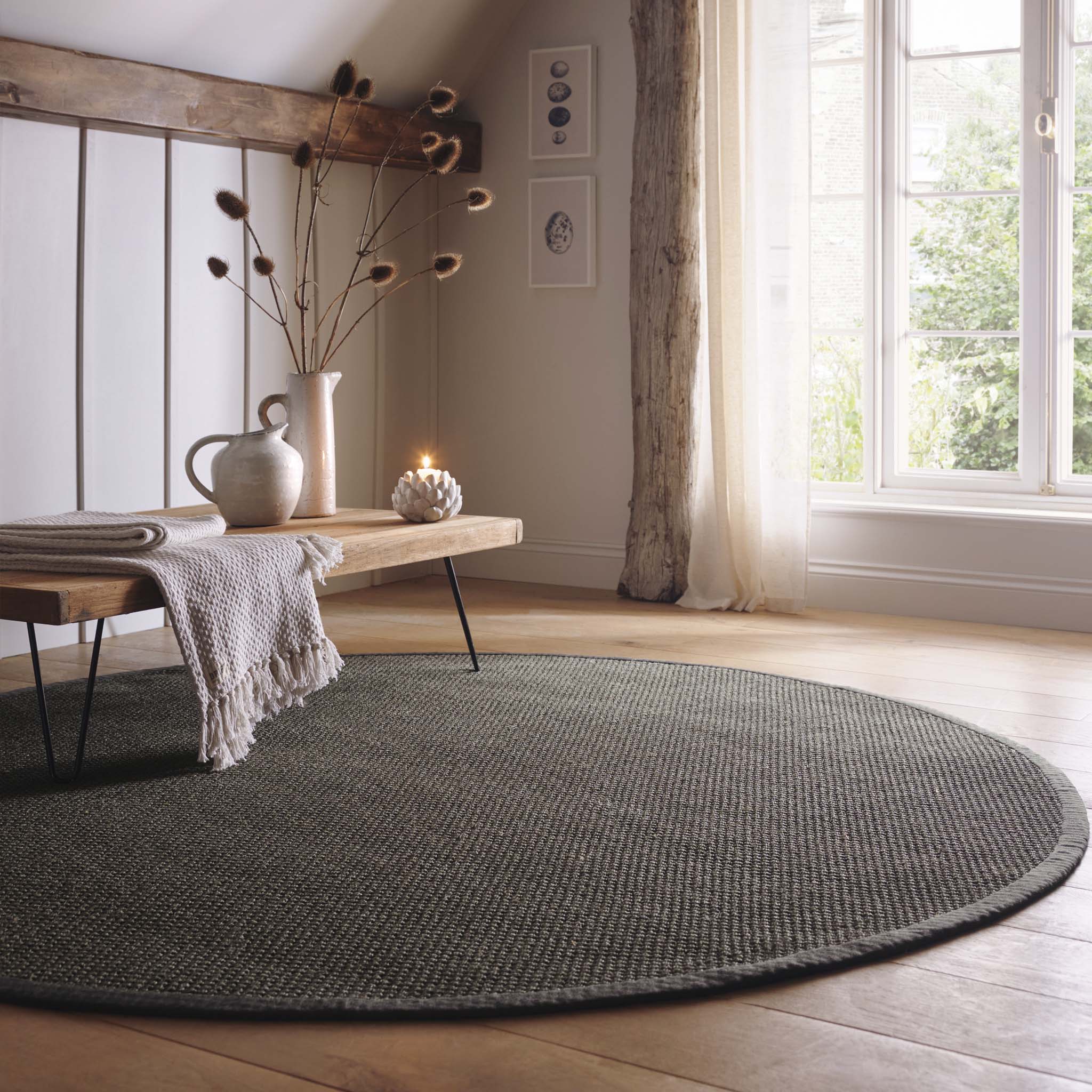 Origins Sisal Dark Grey with Grey Border