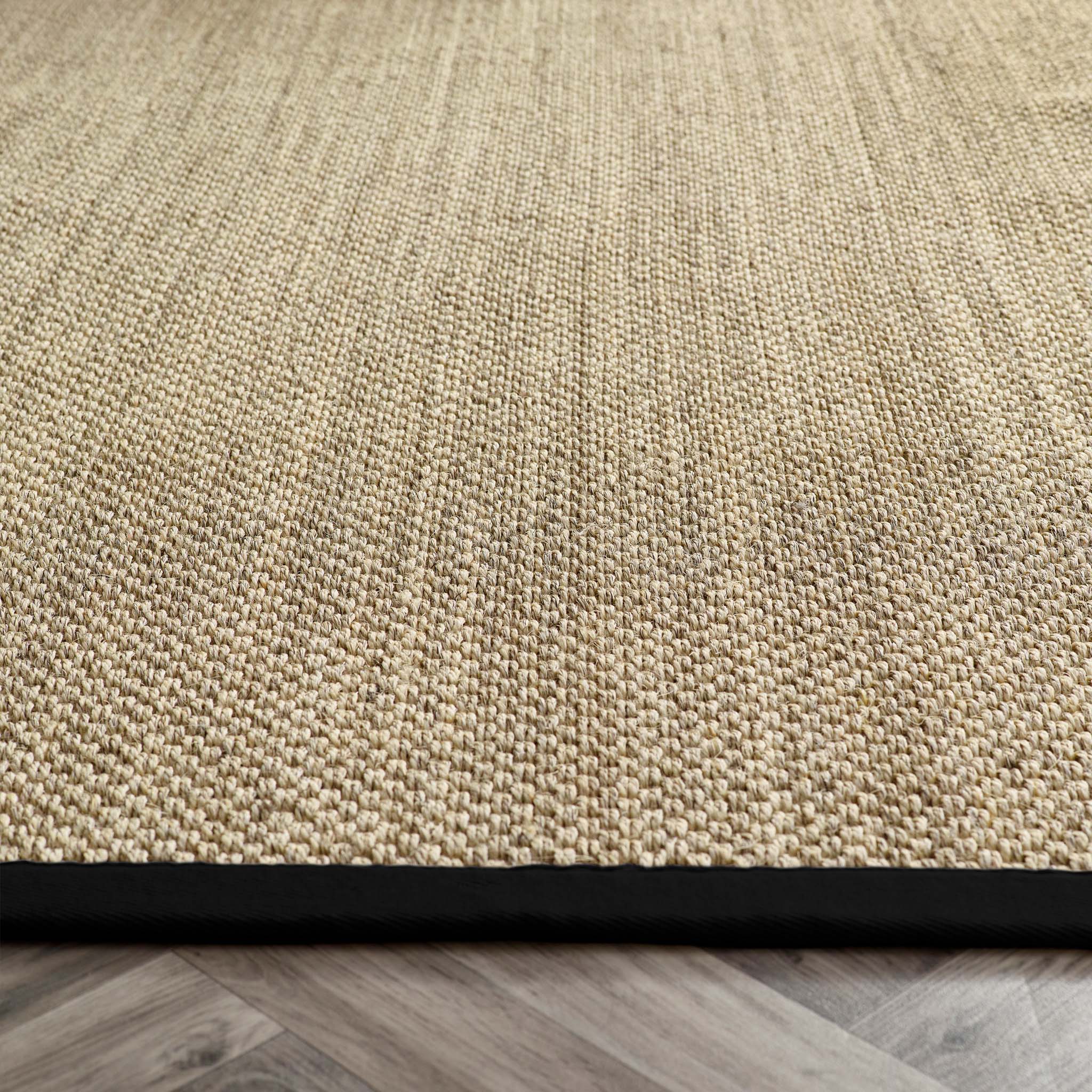 Origins Sisal Light Beige with Black Border- made from 100% sisal featuring a black border.