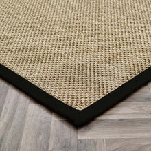 Load image into Gallery viewer, Origins Sisal Light Beige with Black Border- made from 100% sisal featuring a black border.
