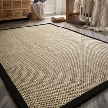 Load image into Gallery viewer, Origins Sisal Light Beige with Black Border- made from 100% sisal featuring a black border.

