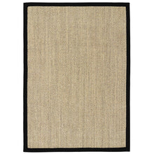 Load image into Gallery viewer, Origins Sisal Light Beige with Black Border- made from 100% sisal featuring a black border.
