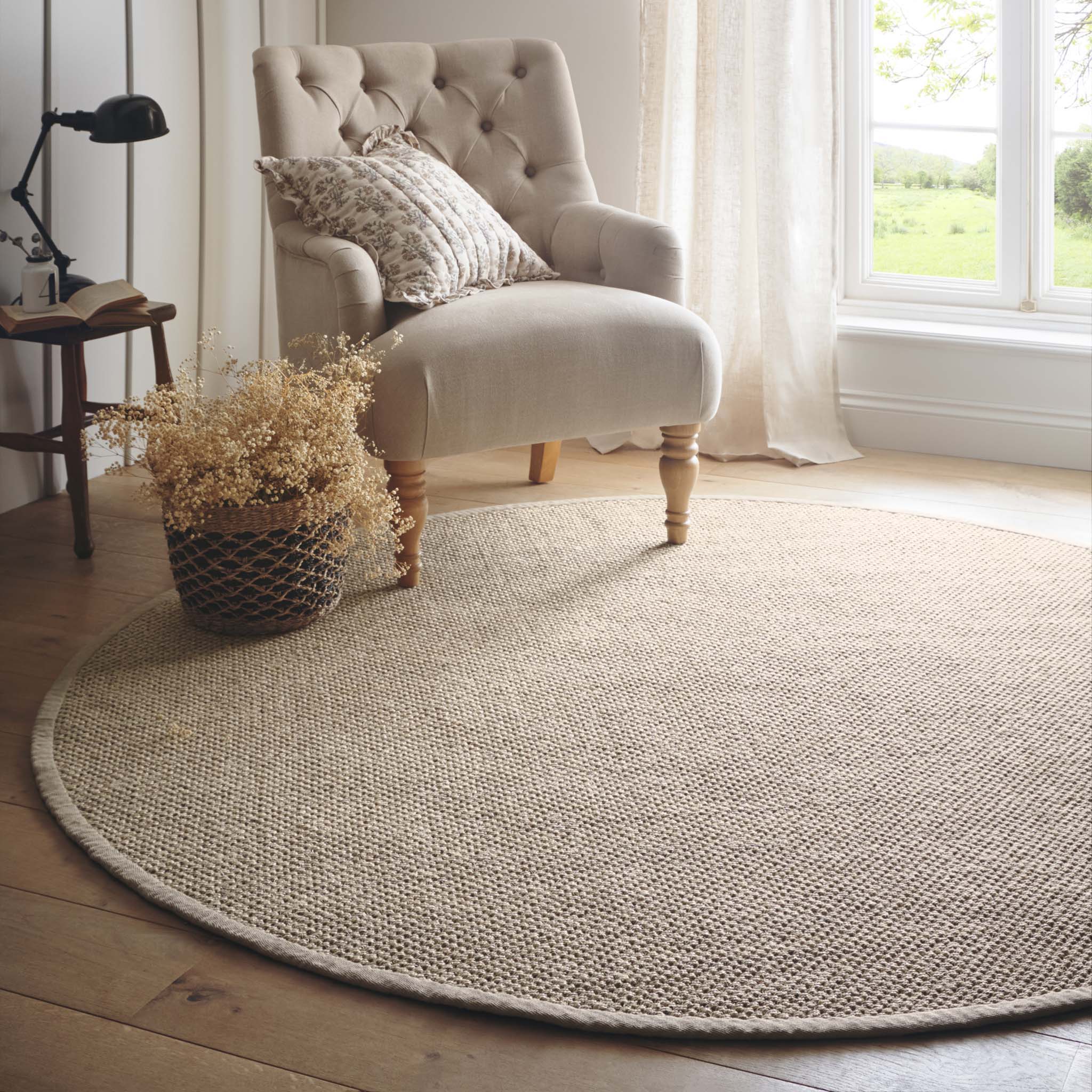 Origins Sisal Light Beige with Sand Border- a 100% sisal natural rug featuring a sand border. 