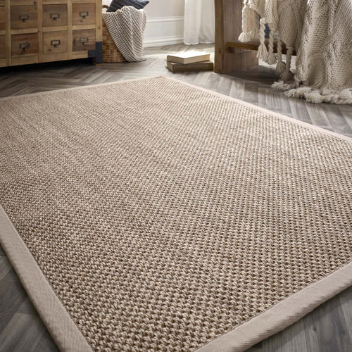 Origins Sisal Light Beige with Sand Border- a 100% sisal natural rug featuring a sand border. 