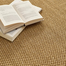 Load image into Gallery viewer, Origins Sisal Warm Natural with Dark Brown Border- a natural rug made from 100% sisal featuring a brown border.
