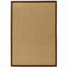 Load image into Gallery viewer, Origins Sisal Warm Natural with Dark Brown Border- a natural rug made from 100% sisal featuring a brown border.
