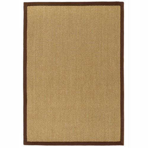 Origins Sisal Warm Natural with Dark Brown Border- a natural rug made from 100% sisal featuring a brown border.