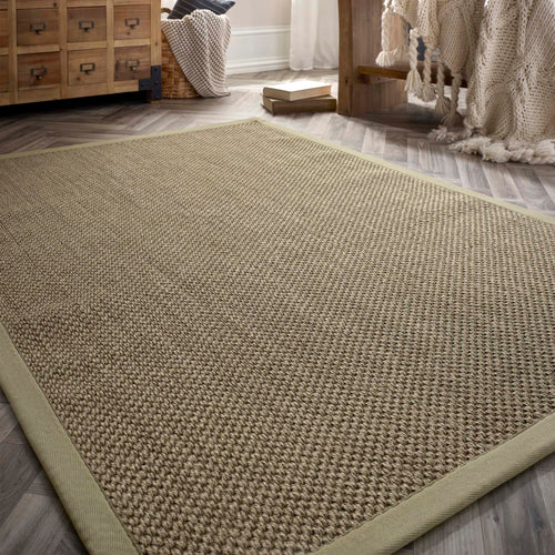 Origins Sisal Sage Green with Sage Green Border- a sage green sisal rug featuring a green border.