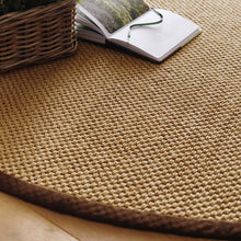 Load image into Gallery viewer, Origins Sisal Warm Natural with Dark Brown Border- a natural rug made from 100% sisal featuring a brown border.
