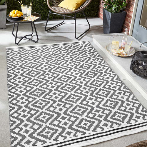 Aztec Washable Rug - Ghost Grey/Dark Grey