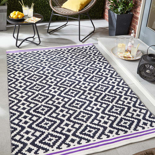 Aztec Washable Rug - Warm Grey/Purple