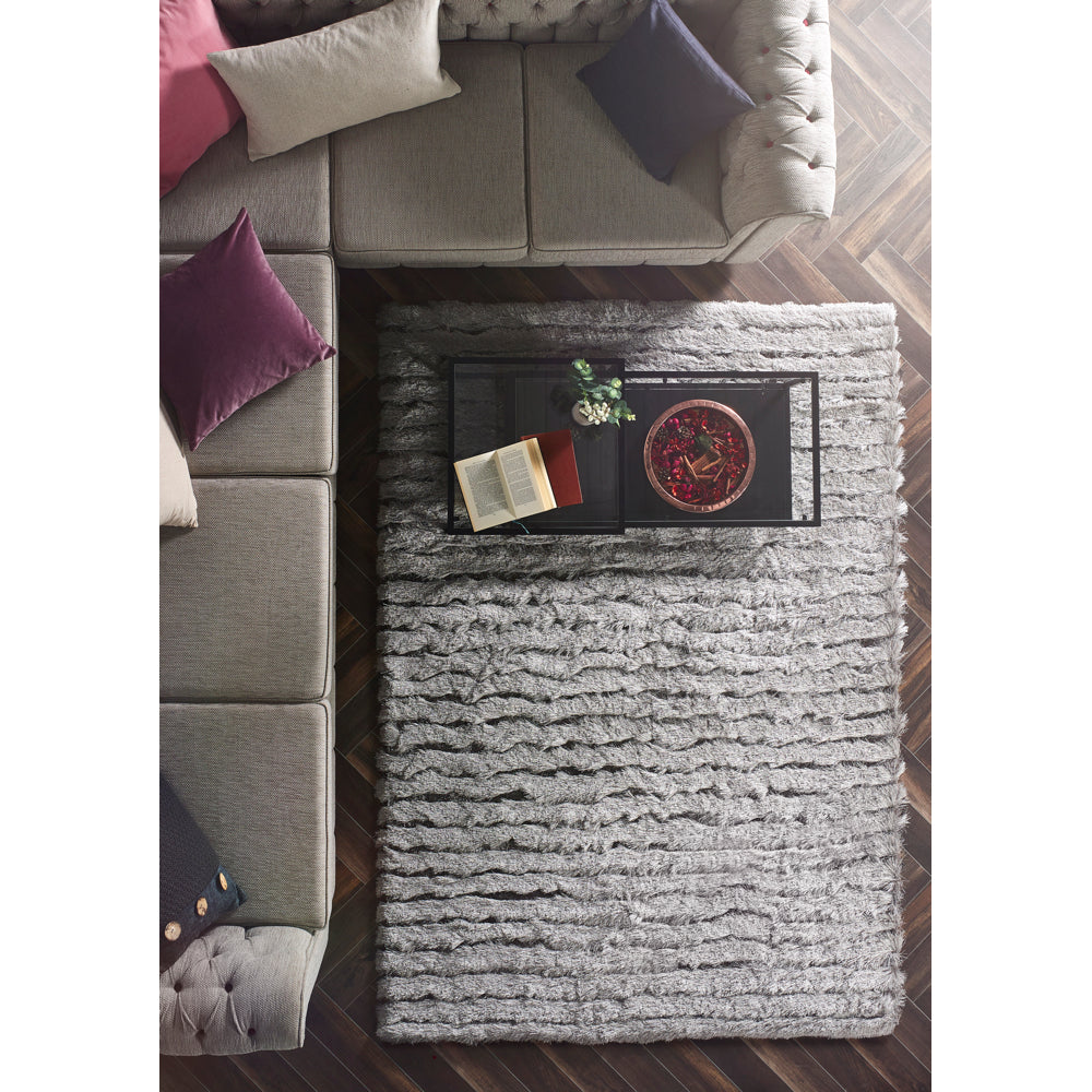 Carved Glamour Silver Rug - Rug Guru