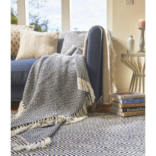 Hug Rug Woven Diamond Throw Navy