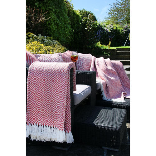 Hug Rug Woven Diamond Throw Coral Pink