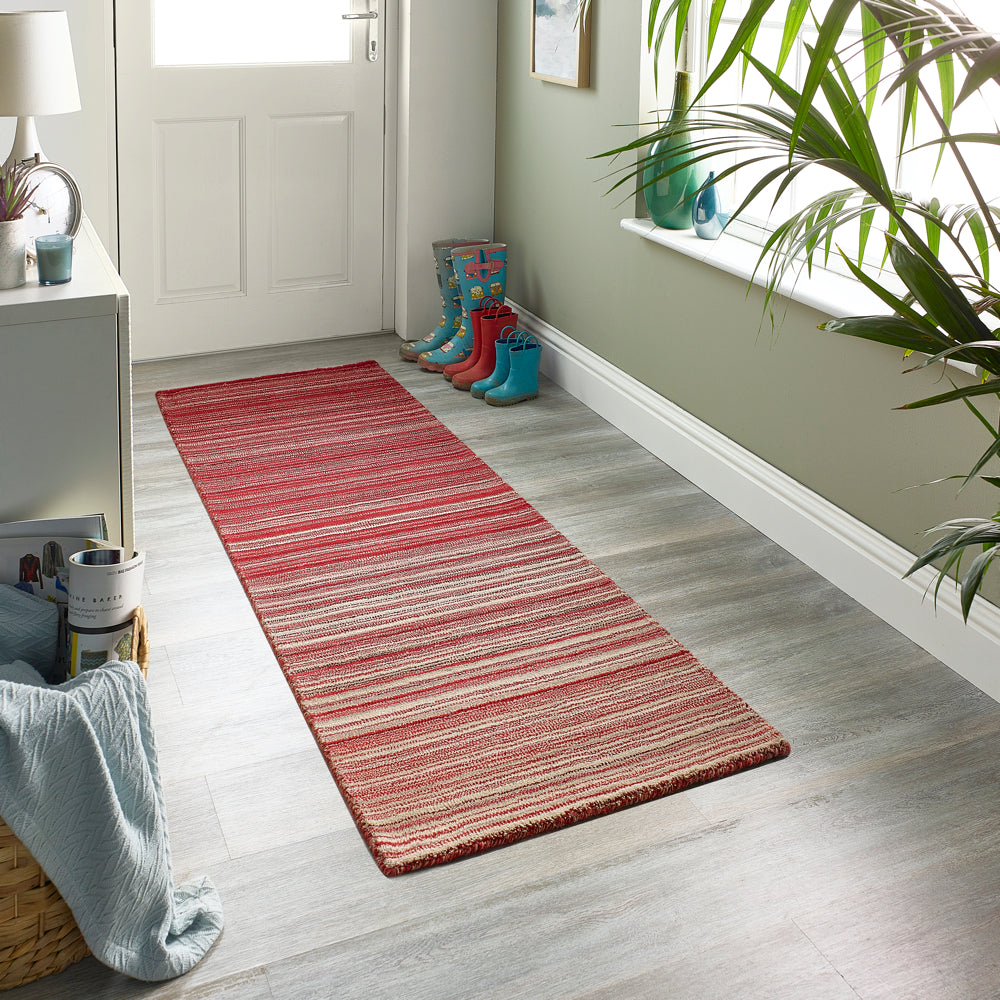 Fine Stripes Red Runner - Rug Guru