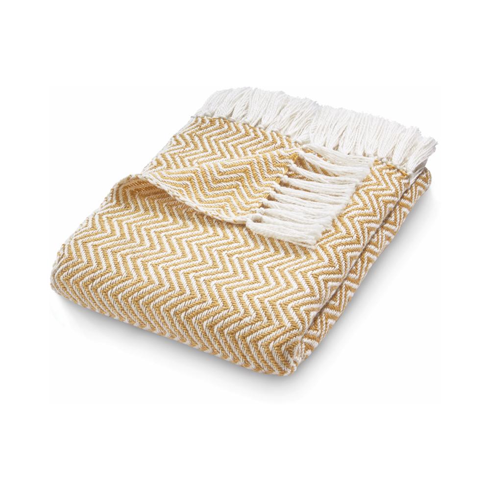 Hug Rug Woven Herringbone Throw Gold