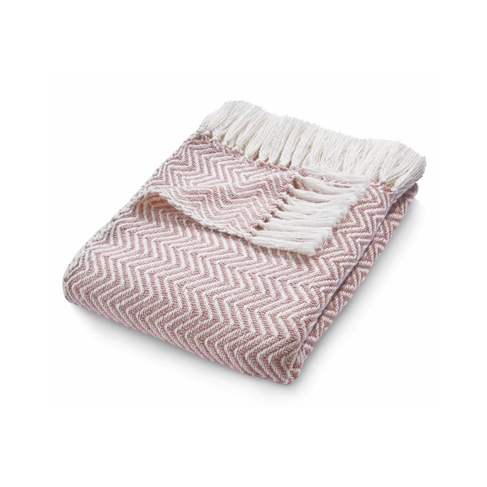 Hug Rug Woven Herringbone Throw Rose