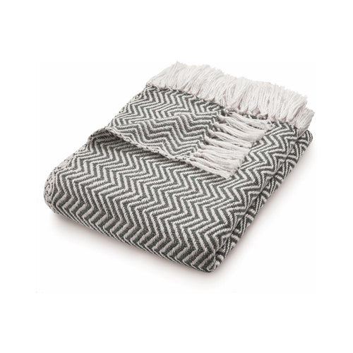 Hug Rug Woven Herringbone Throw Warm Grey