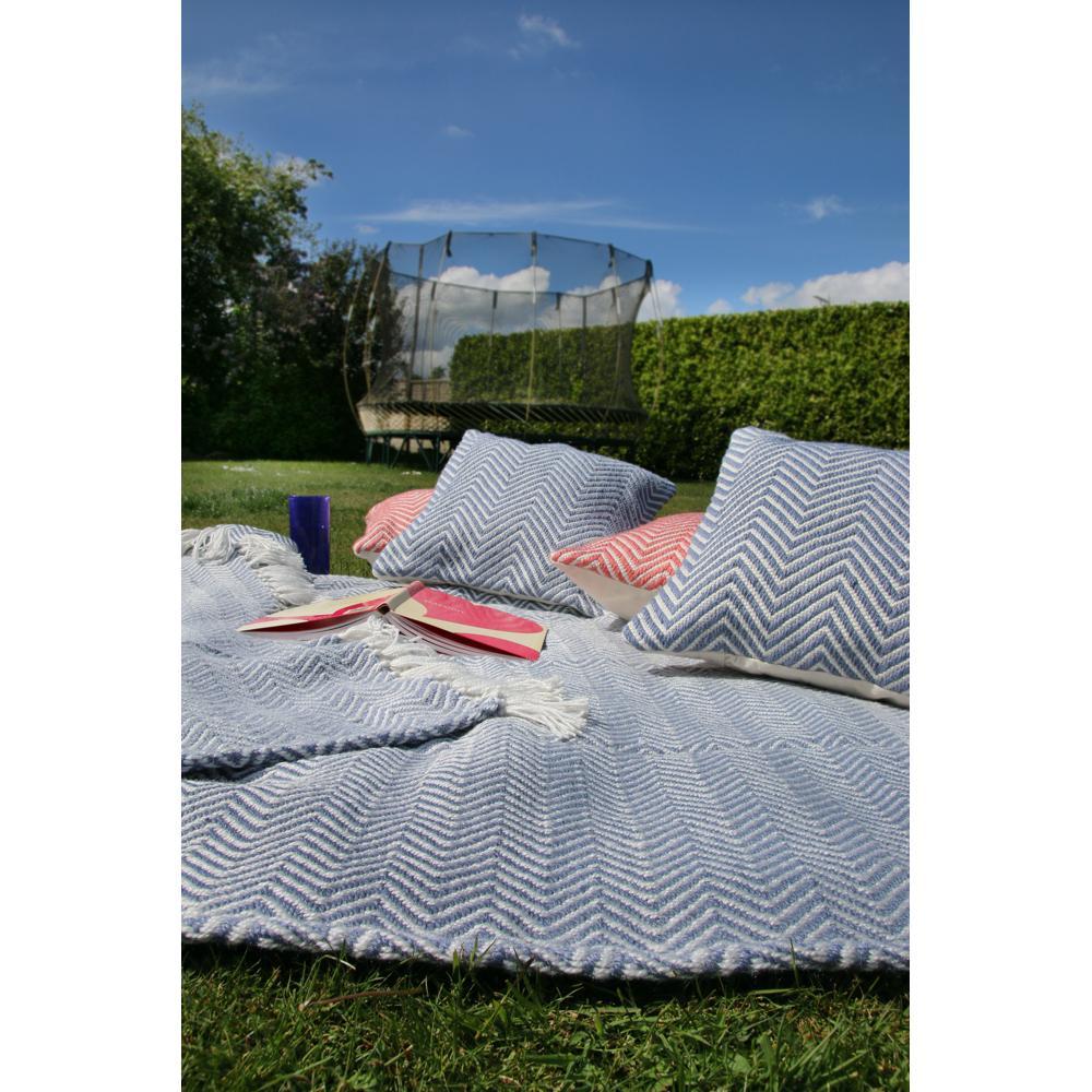 Hug Rug Woven Herringbone Throw Denim Blue