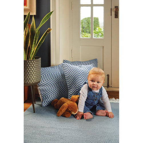 Hug Rug Woven Herringbone Cushion Denim Blue