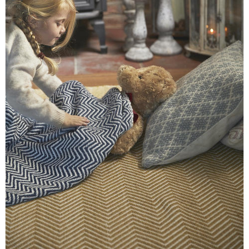 Herringbone Washable Rug Gold