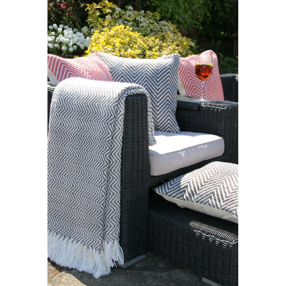 Hug Rug Woven Herringbone Throw Warm Grey