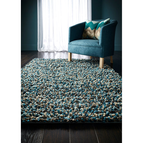 Rocks Shaggy Blue Rug - Rug Guru