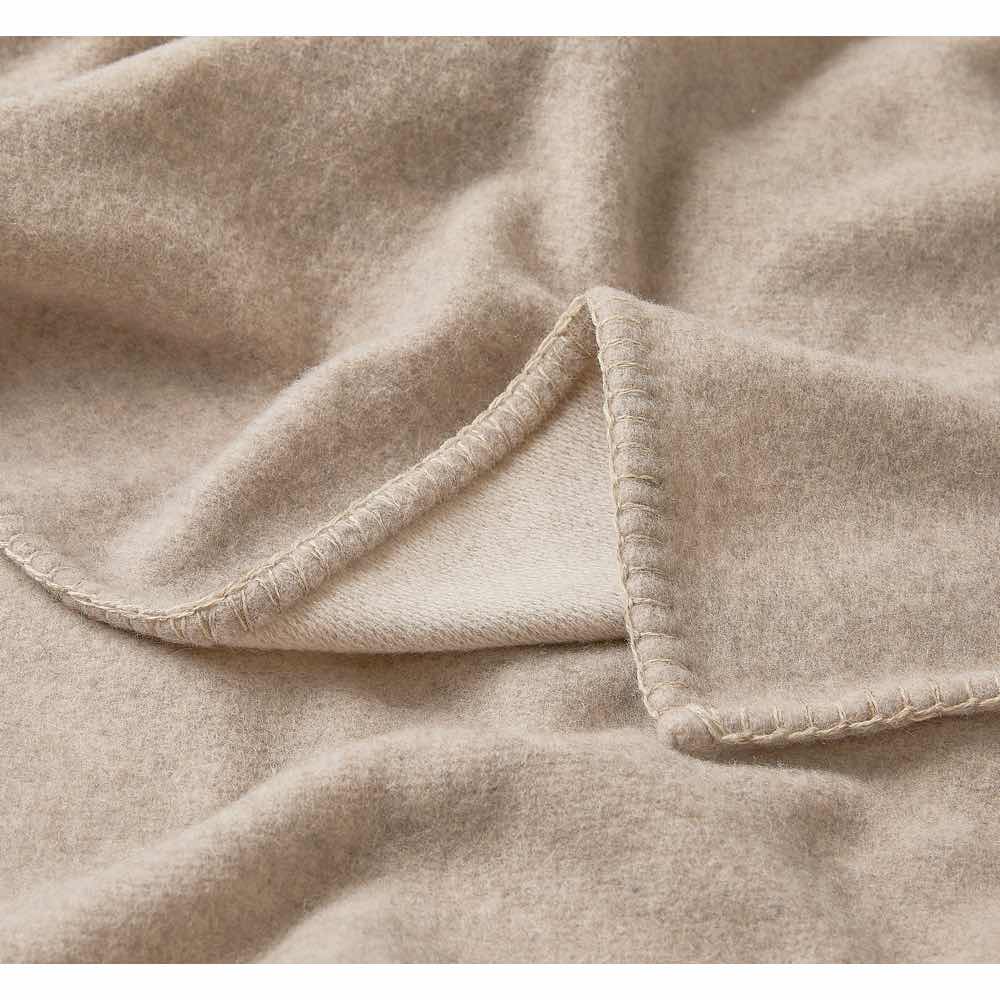 Luxury Wool Throw - Mushroom and Sandstone