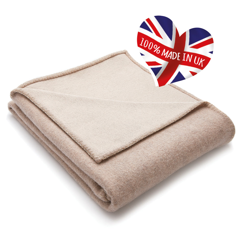 Luxury Wool Throw - Mushroom and Sandstone