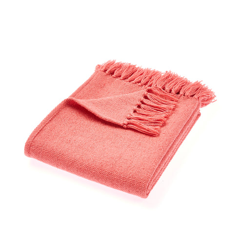 Hug Rug Woven Plain Throw Coral Pink