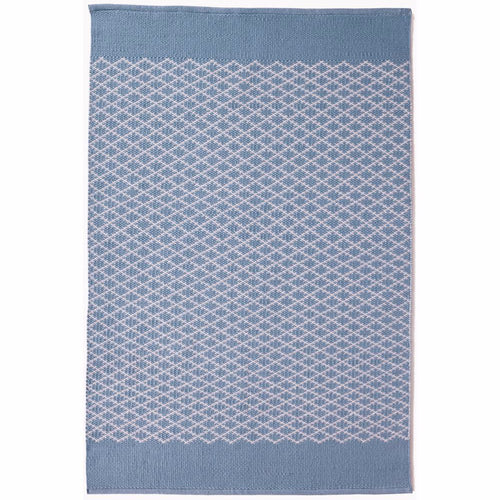 Trellis Washable Rug Denim Blue