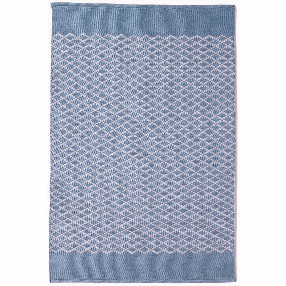 Trellis Washable Rug Denim Blue