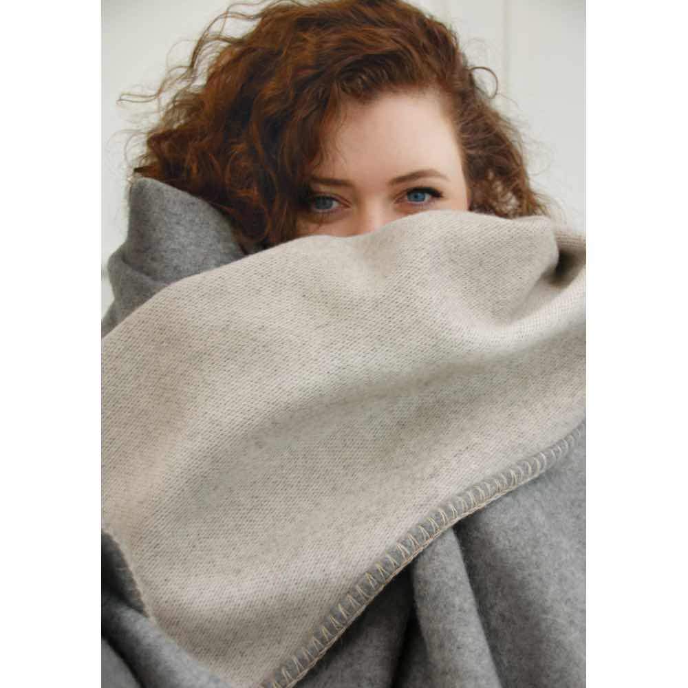 Luxury Wool Throw - Uniform and Sandstone