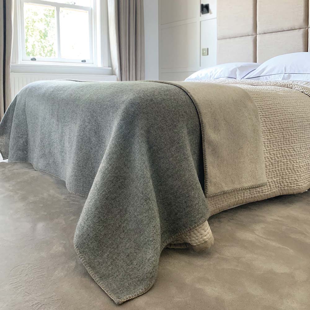 Luxury Wool Throw - Uniform and Sandstone